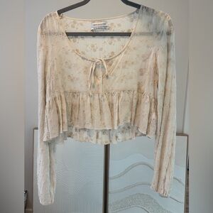 Urban Outfitters Beige Floral Blouse